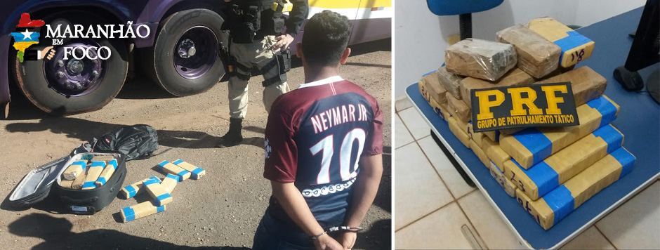 Jovem de 18 anos é preso pela PRF transportando 10 Kg de maconha em Porto Franco 